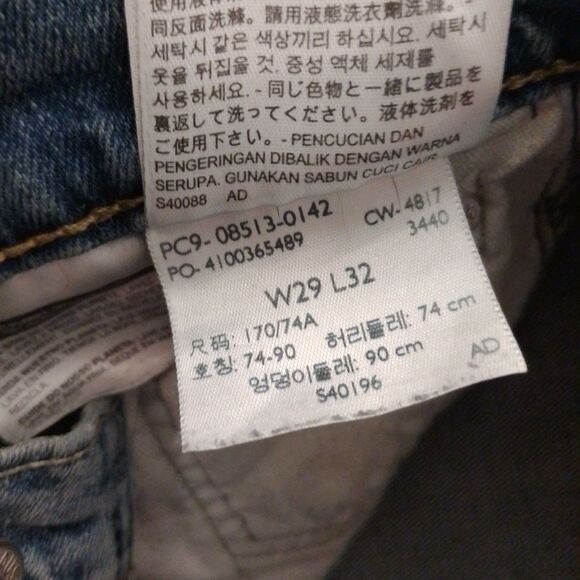 Levi’s 513 Slim Straight Jeans Men’s 29x32 Light Blue Denim Grass Stained Y2K - Picture 6 of 10